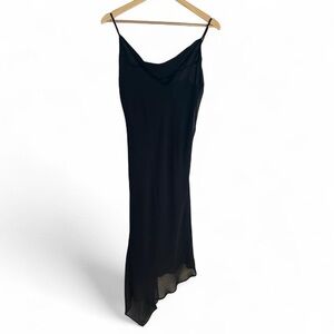 Lily Y2K Asymmetrical Whimsygoth Cowl Neck Dress. Color: Black. Size: Large.